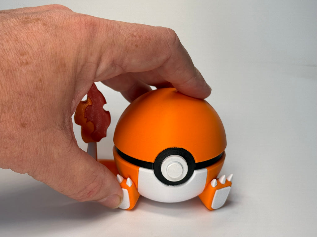 #0004 Charmander – 3D Printed Creature Character Ball image 3